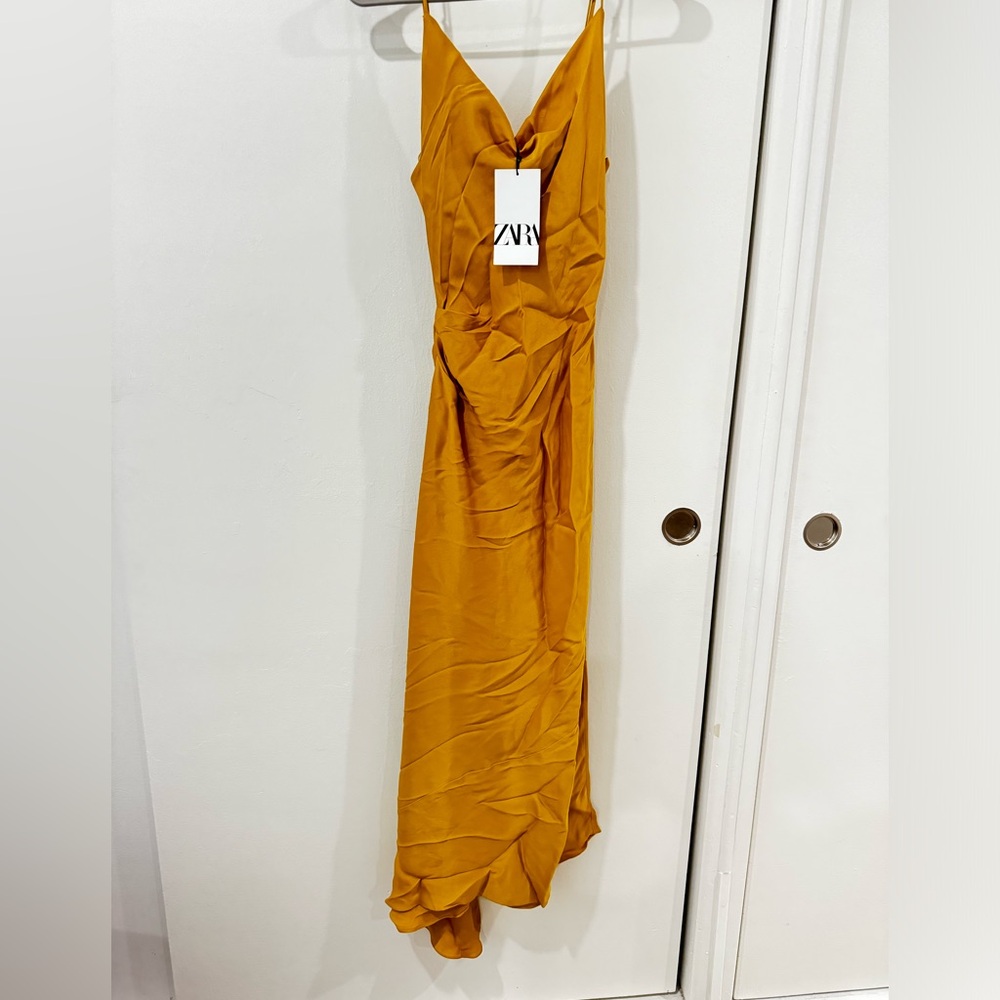 Mustard silky dress